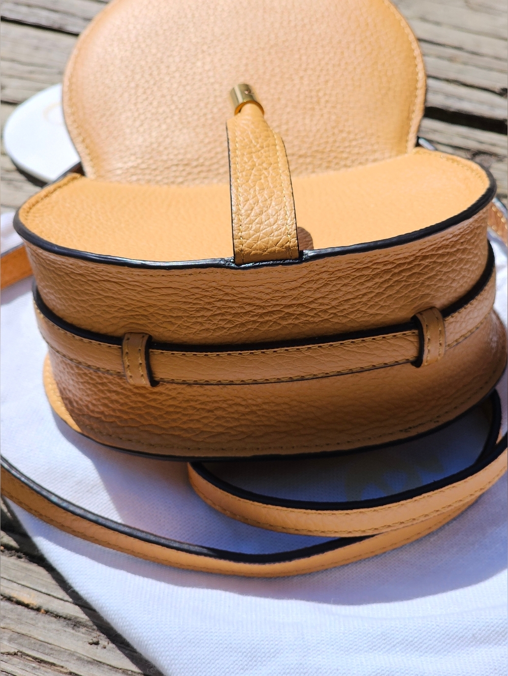 NANO Chloe Mini Marcie Saddle Crossbody Bag in Tan Apricot - Picture 3 of 16